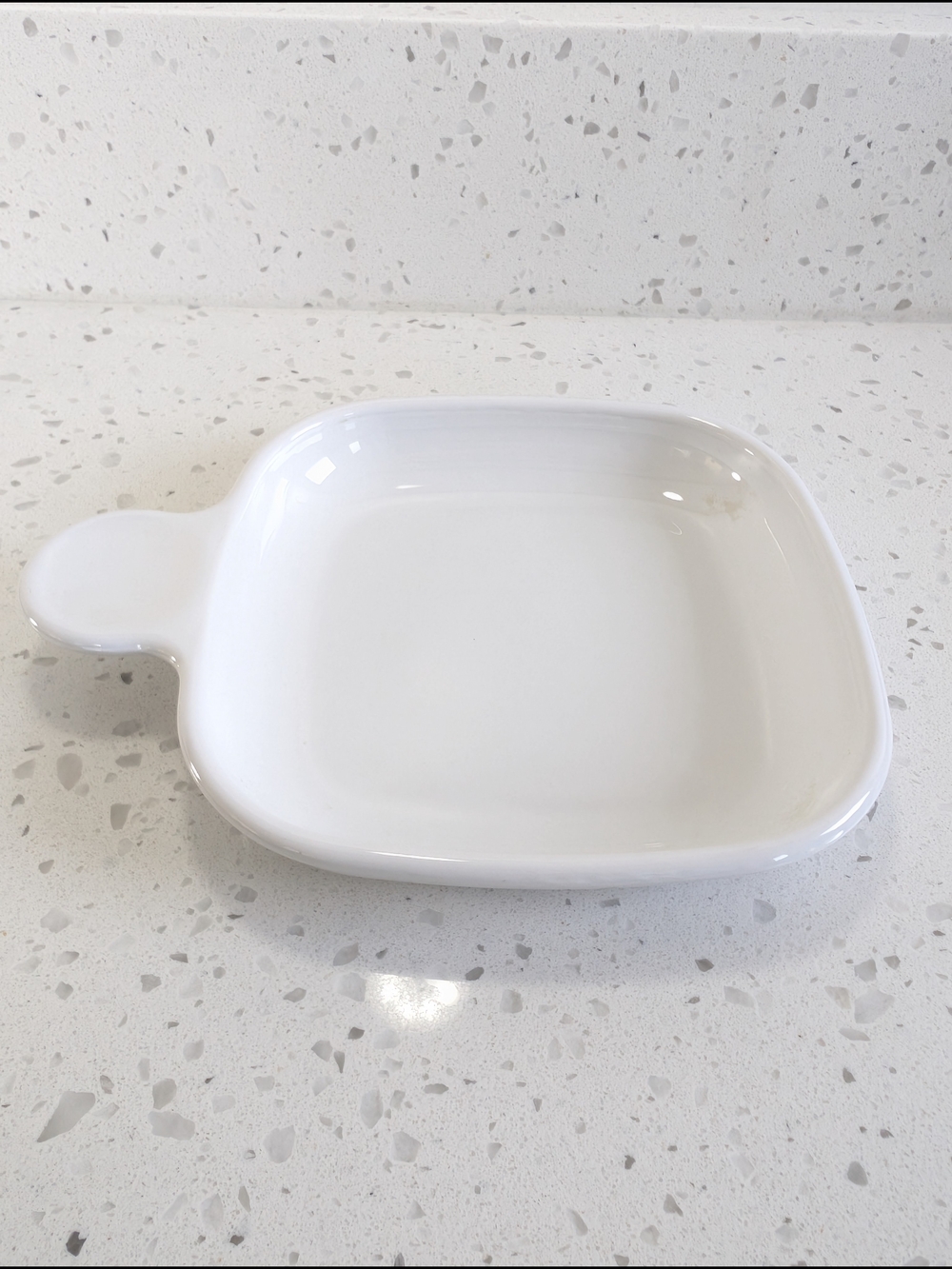Vintage Corningware White Ceramic Serving Pan with Handle